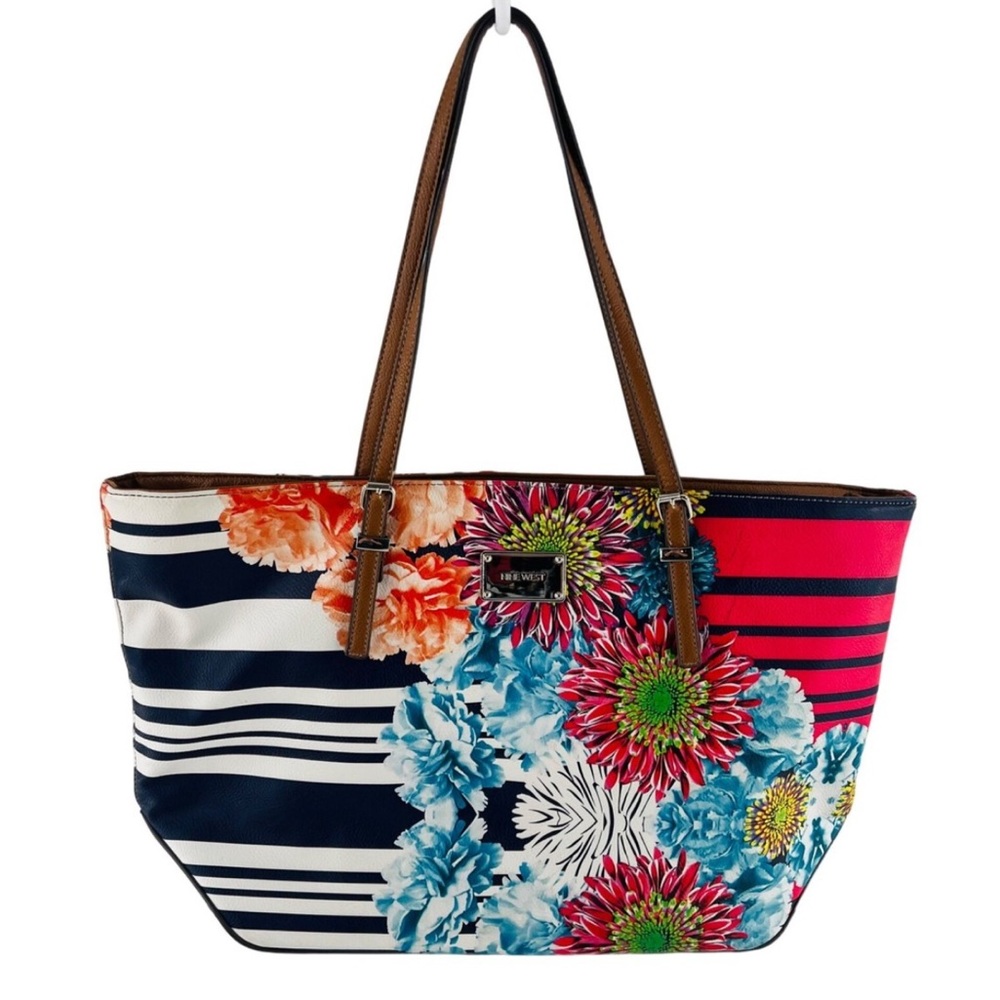 Nine West Floral Striped Tote Bag
